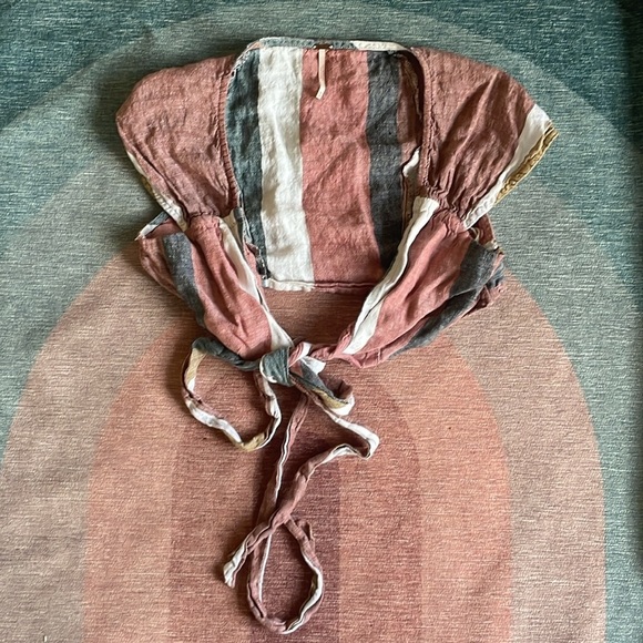 Free People Rustic Boho Linen Oberoi Wrap Crop Top - Picture 9 of 14